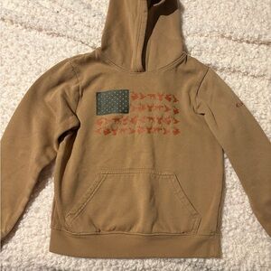 Columbia Kids Tan Hooded Pullover with Wildlife Flag Graphic